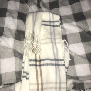 Cream scarf with brown & grey stripes